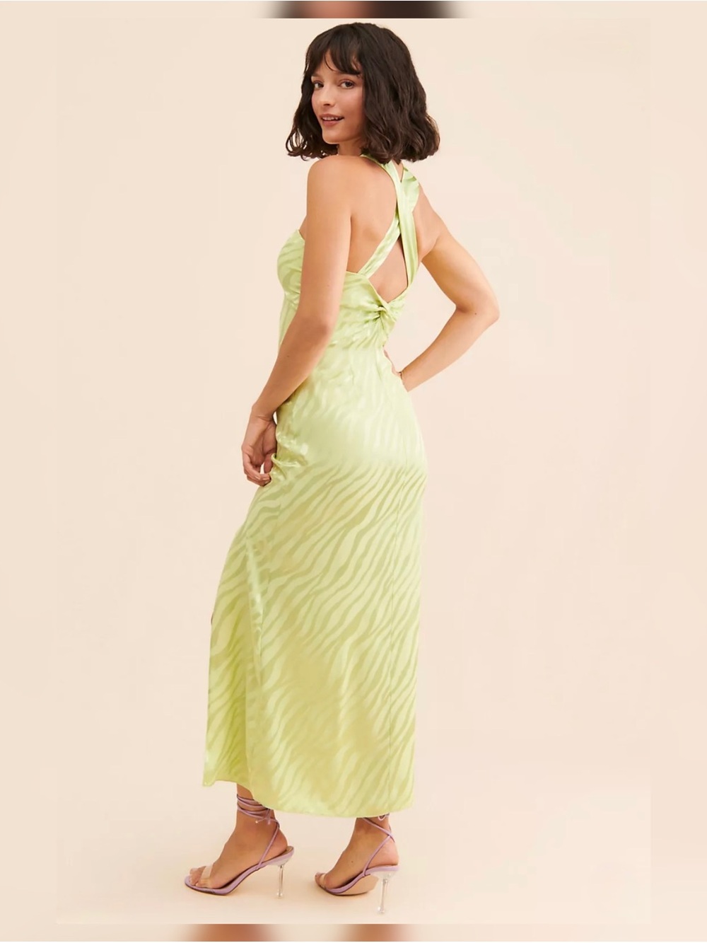Saylor ‘Connor’ Light Green Halter Cutout Maxi Dress animal print - Picture 2 of 5